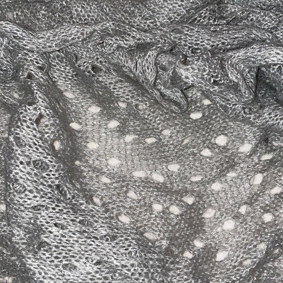 90 inch length Silver grey gray knit scarf ruffle shall wrap - Picture 4 of 6